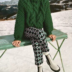 Anthropologie Maeve Women's XS Margot Kick Flare Black Green Geo Print Pants